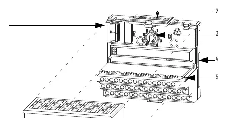 Schemat montażu modułu FLEX I/O na bazie terminalowej