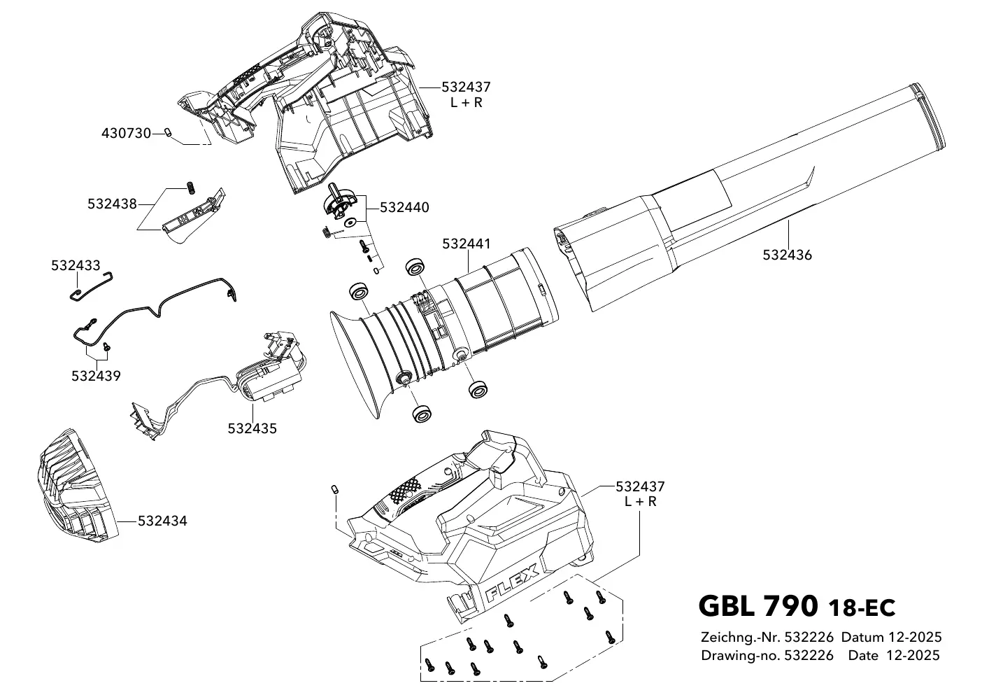 Schemat części dmuchawy FLEX GBL 790 18-EC
