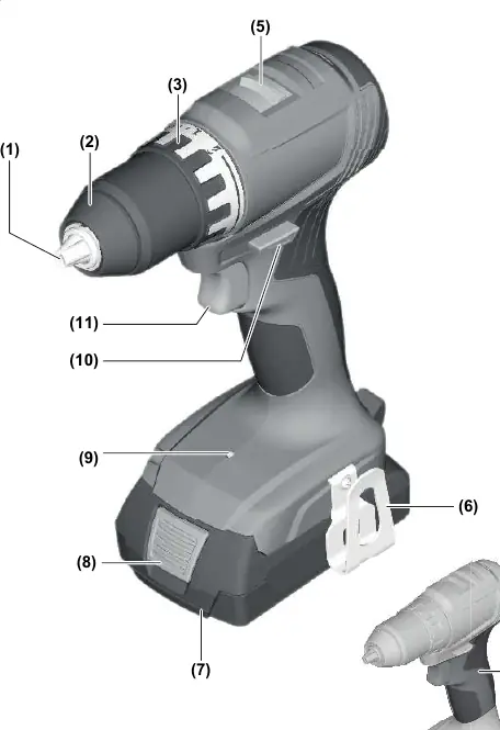 Schemat budowy wiertarko-wkrętarki GSR 18V-45