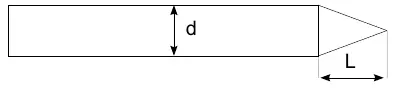 Schemat ostrzenia elektrody wolframowej (L = 3 x d)
