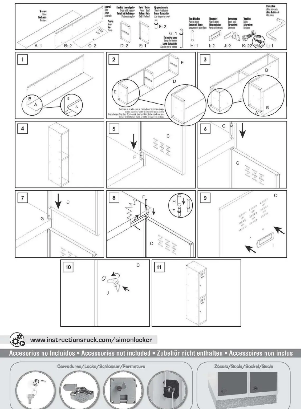 Schemat montażu szafki Simonlocker
