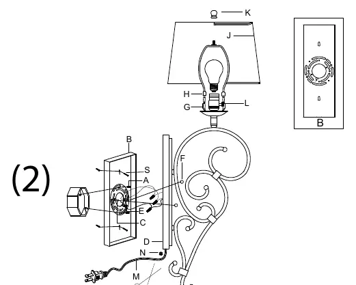 Schemat montażu lampy (przewodowy)