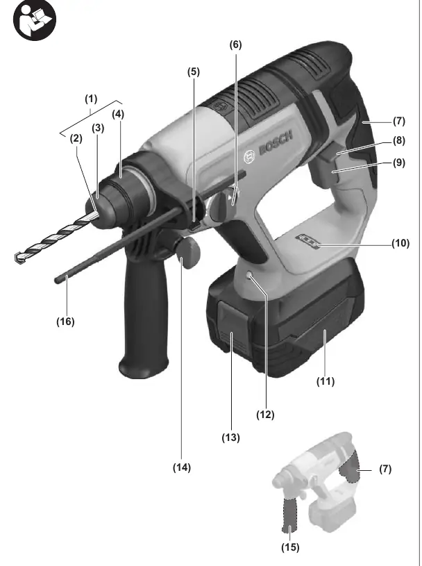 Schemat budowy młotowiertarki Bosch UniversalHammer 18V