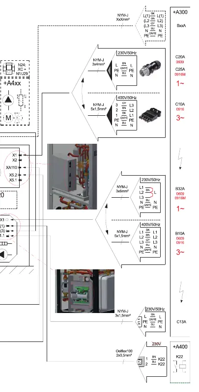 Schemat połączeń elektrycznych zasilania