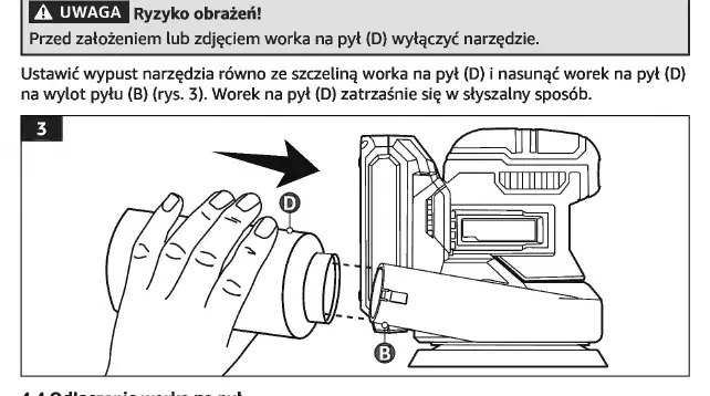 Montaż worka na pył