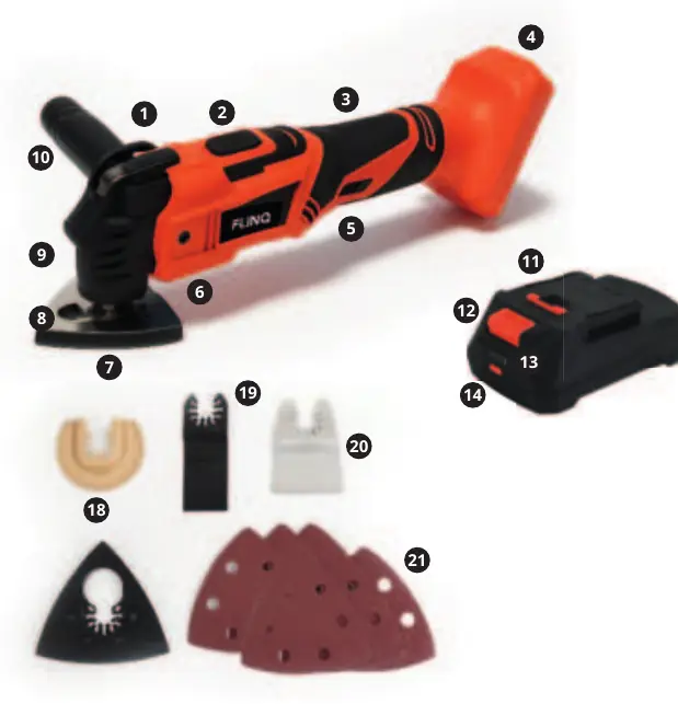 Schemat części narzędzia FlinQ Multi Tool 18V