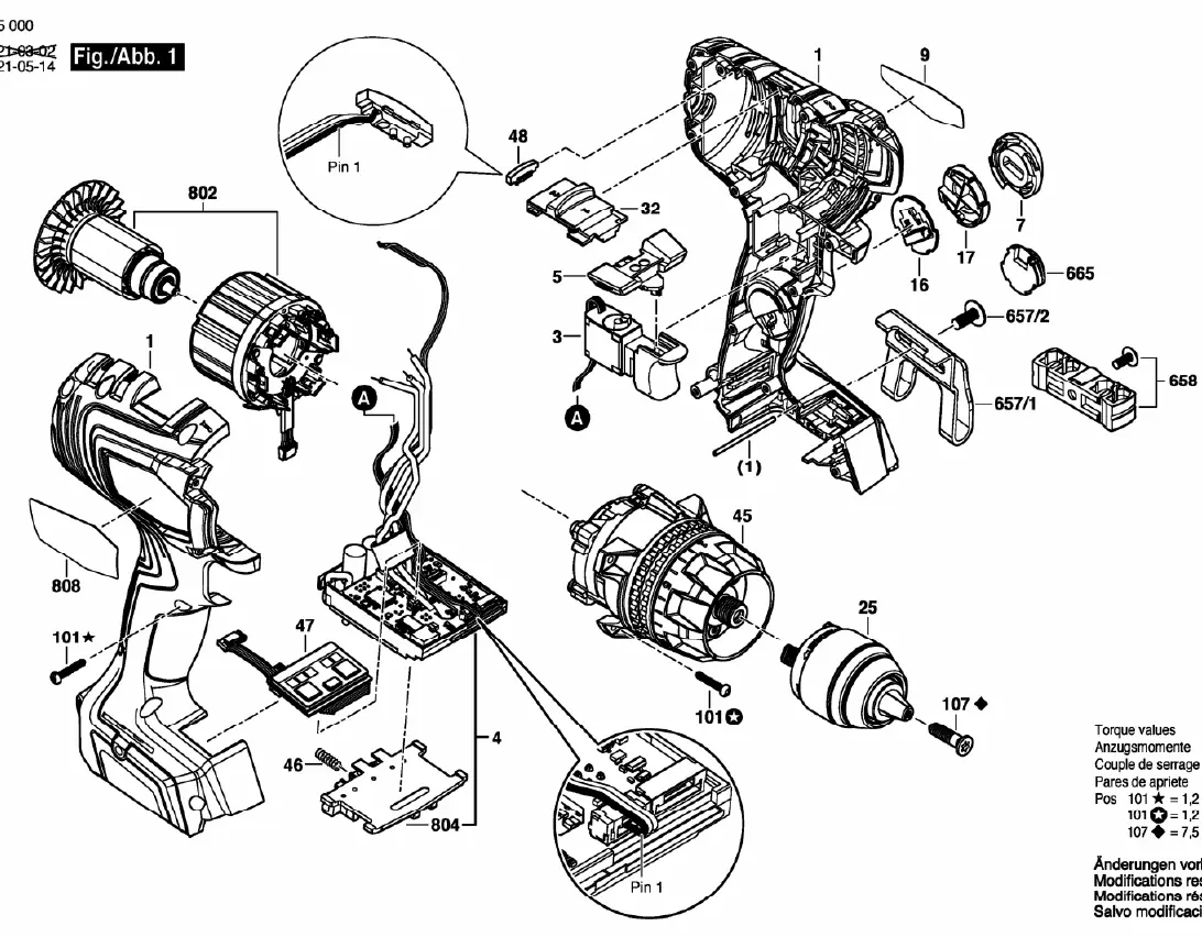 Schemat budowy (exploded view) wiertarko-wkrętarki Bosch GSR 18V-150 C