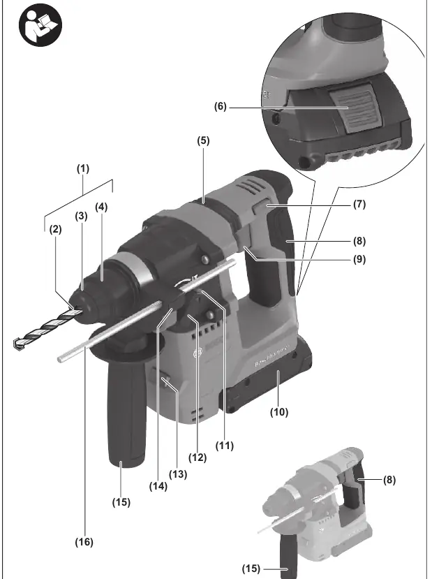 Schemat budowy młotowiertarki Bosch GBH 18V-18