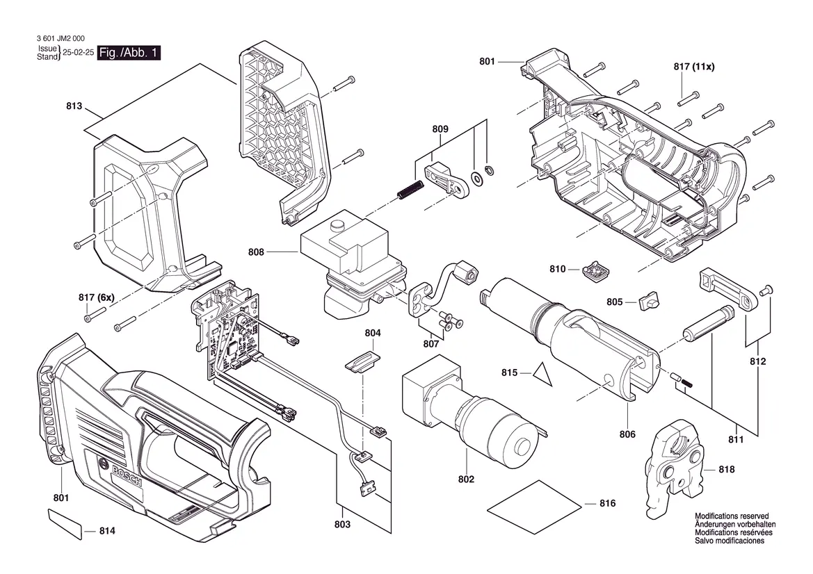Schemat rozstrzelony (exploded view) narzędzia Bosch GPT 18V-19