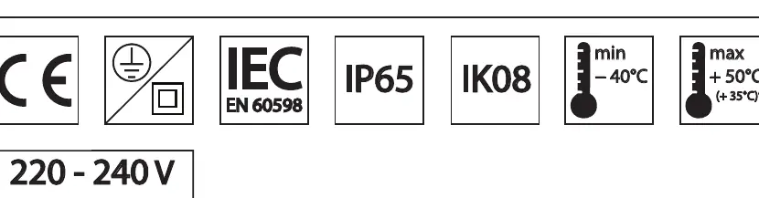Parametry techniczne i ikony bezpieczeństwa