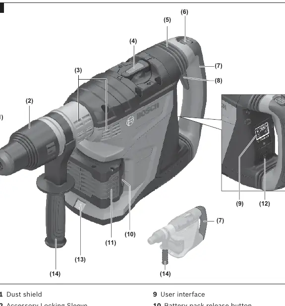 Schemat budowy młotowiertarki Bosch GBH18V-40C