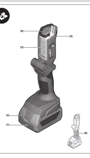 Schemat budowy lampy Bosch GLI 18V-300