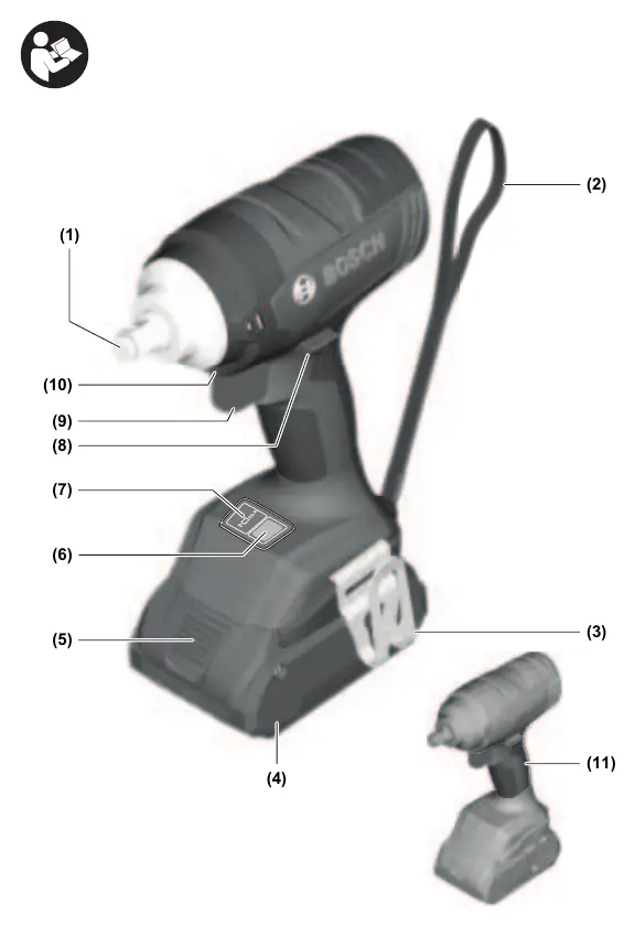 Schemat budowy klucza udarowego Bosch GDS Professional 18V-400