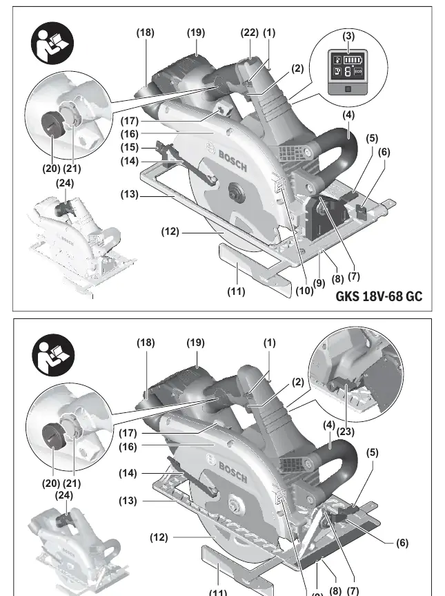 Schemat budowy pilarki GKS 18V-68 GC