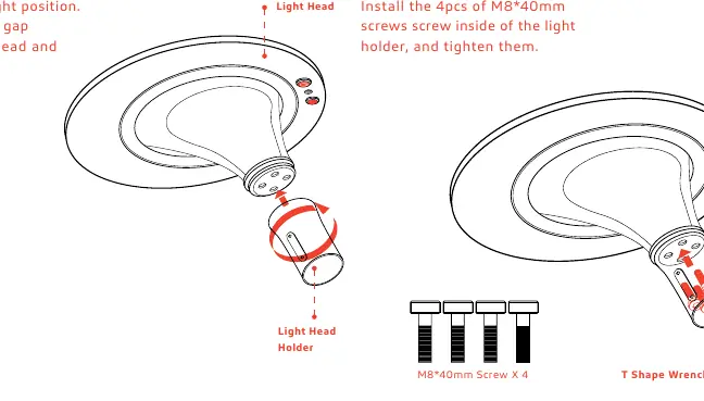 Montaż głowicy lampy