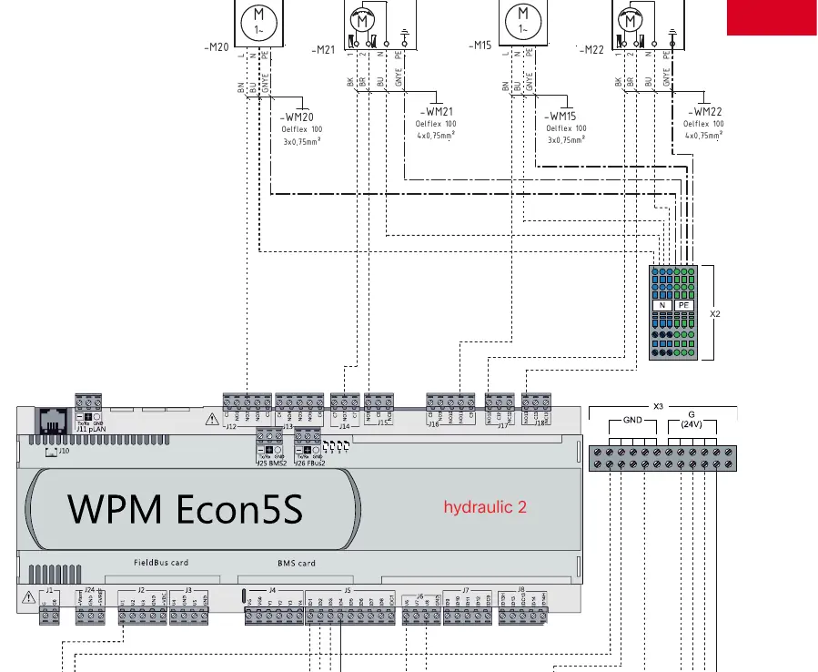 Schemat podłączenia sterownika WPM Econ5S (wariant 2)