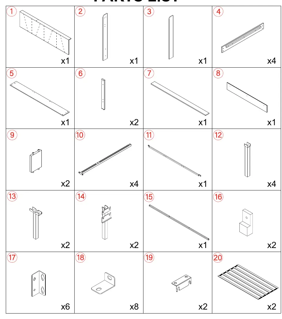 Lista części (1-20)