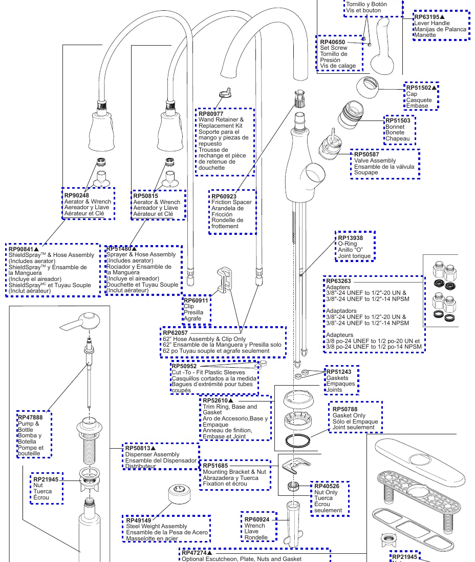Schemat budowy baterii Delta 19978-DST, 9178-DST i 9678-DST z numerami części