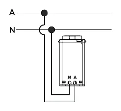 Schemat połączeń elektrycznych (A - Faza, N - Neutralny)