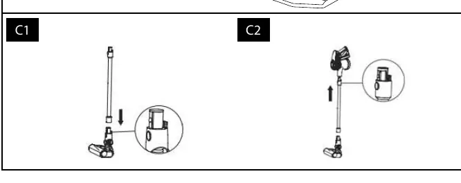Montaż rury i dyszy podłogowej (C1, C2)
