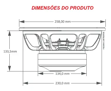 Schemat wymiarów subwoofera Taramps BASS 1K2
