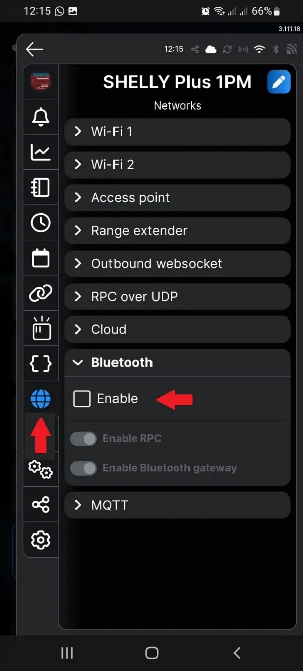 Włączanie funkcji bramki Bluetooth w ustawieniach sieci
