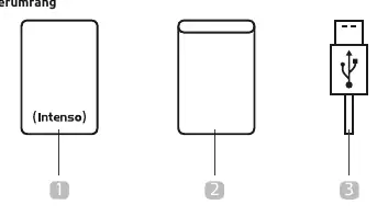 Elementy zestawu: dysk, pokrowiec i kabel USB.