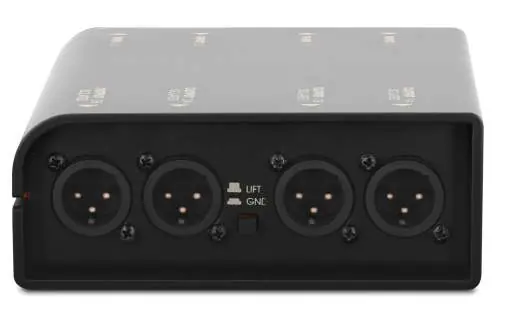Panel tylny z gniazdami XLR i przełącznikiem Ground Lift