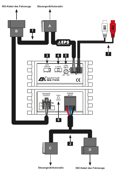 Schemat podłączenia wzmacniacza QS-TWO-ISO