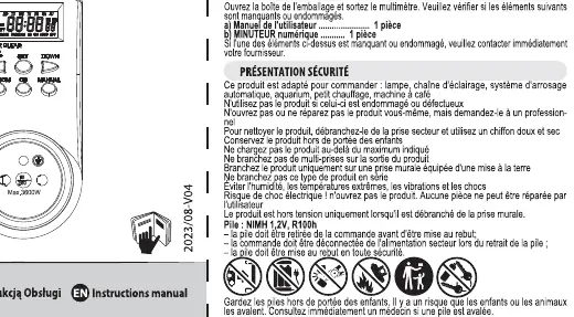 Schemat panelu przedniego programatora