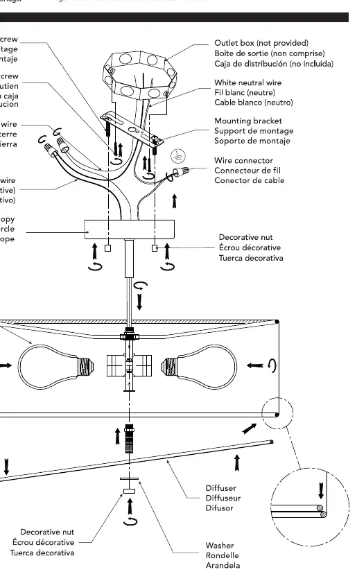 Schemat instalacji lampy sufitowej