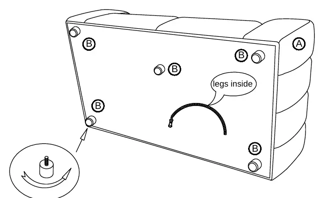 Krok 1: Montaż nóżek w podstawie loveseat 504956