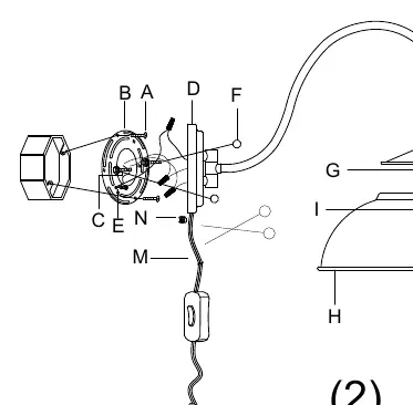 Diagram 2: Montaż naścienny z bezpośrednim podłączeniem do puszki elektrycznej