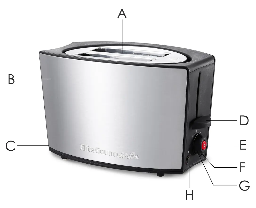 Schemat budowy tostera Elite Gourmet ECT2428