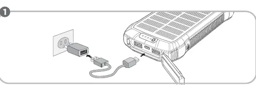 Schemat ładowania powerbanku przez zasilacz sieciowy