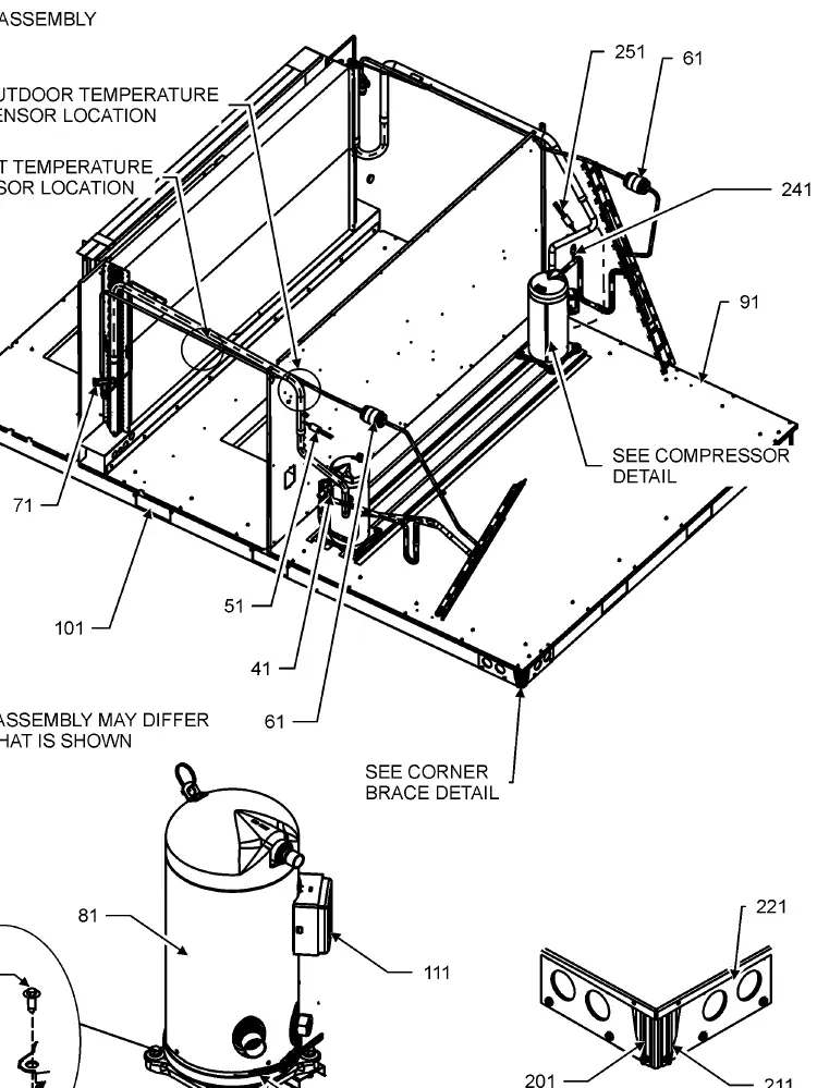 Schemat montażowy układu chłodniczego (Tubing and Compressor Assembly)