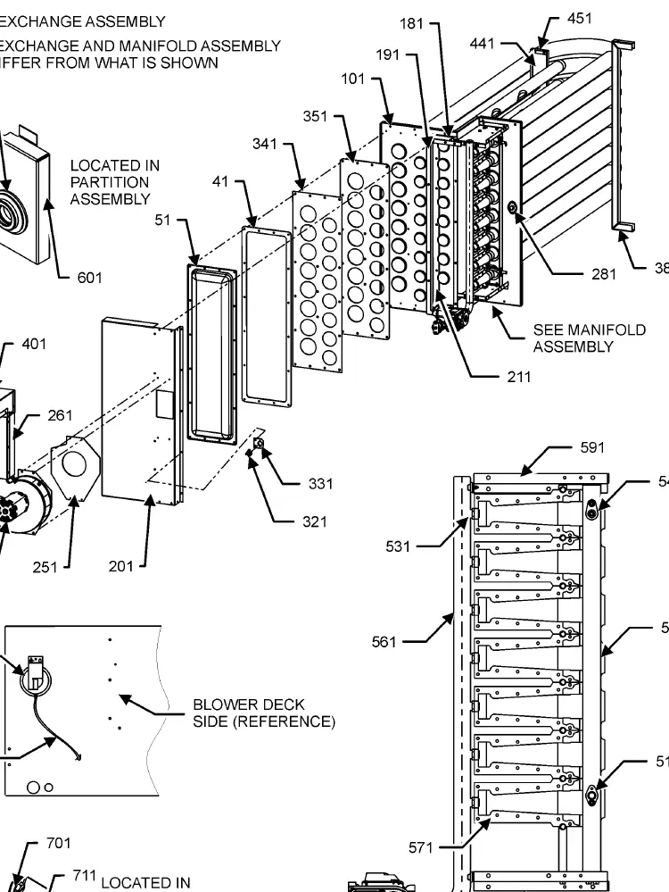 Schemat montażowy wymiennika ciepła (Heat Exchange Assembly)