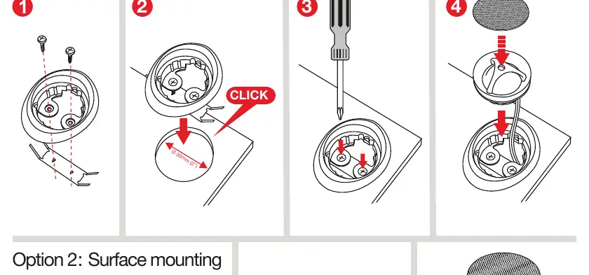 Opcja 1: Montaż wpuszczany (Flush mounting)
