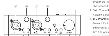 Panel przedni z wejściami mikrofonowymi i przełącznikami
