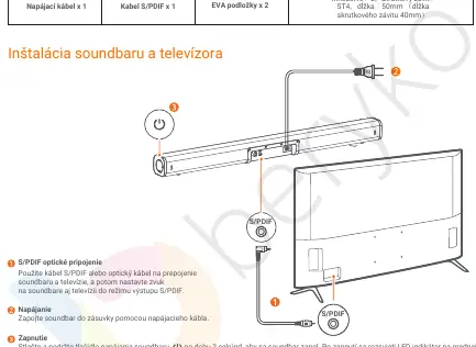 Schemat podłączenia soundbara do telewizora przez S/PDIF