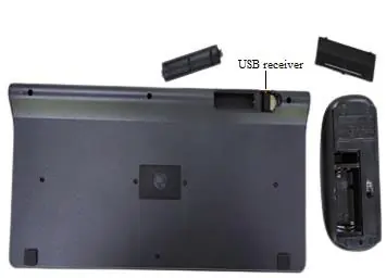 Lokalizacja odbiornika USB w komorze baterii klawiatury