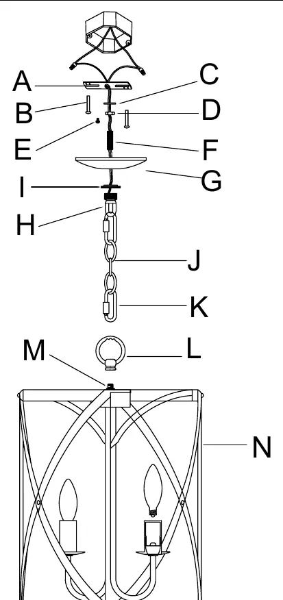 Schemat montażowy elementów lampy
