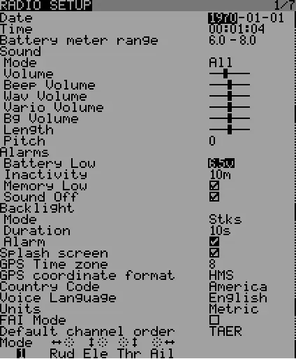 Menu Radio Setup