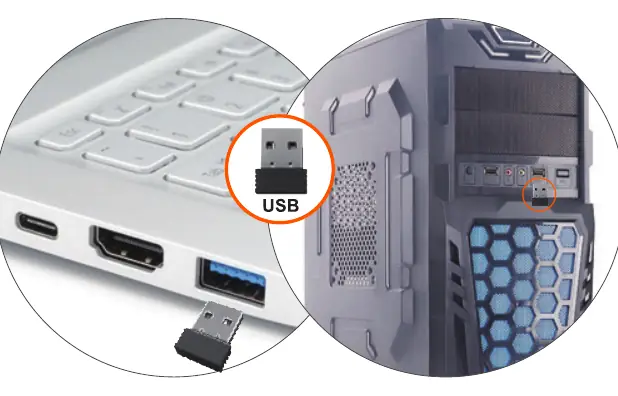 Podłączanie odbiornika USB do komputera