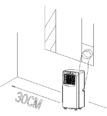Wymagane odstępy instalacyjne (30 cm)