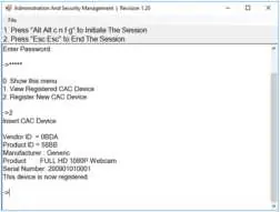 Menu administracyjne CAC
