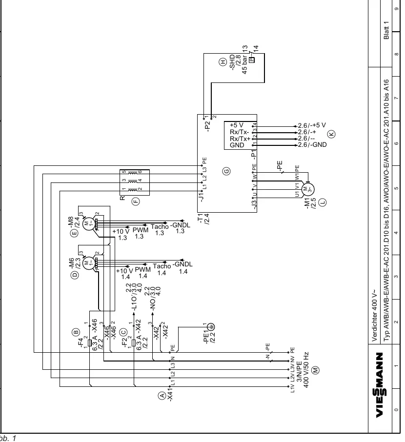 Schemat połączeń sprężarki 400V (Blatt 1)