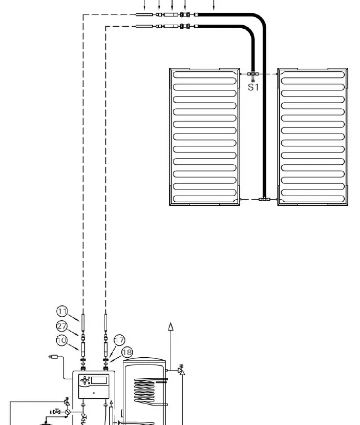 Schemat połączeń dla DHW Solar Pack