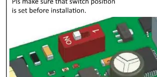 Przełącznik na płytce PCB (tryb standardowy vs testowy).