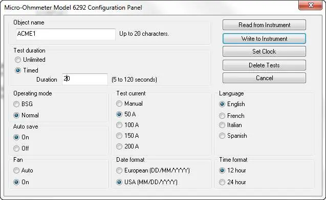 Panel konfiguracji w oprogramowaniu DataView